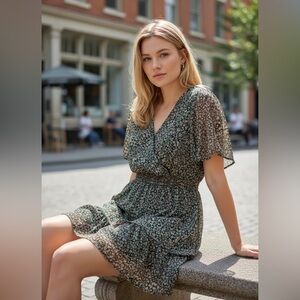 Mimi Chica green and Pink Floral Mini Dress